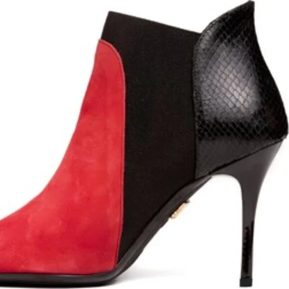 new Beautiisoles by Robyn Shreiber Made in Italy  Abby Red Sued heels 7M4 - Picture 5 of 6